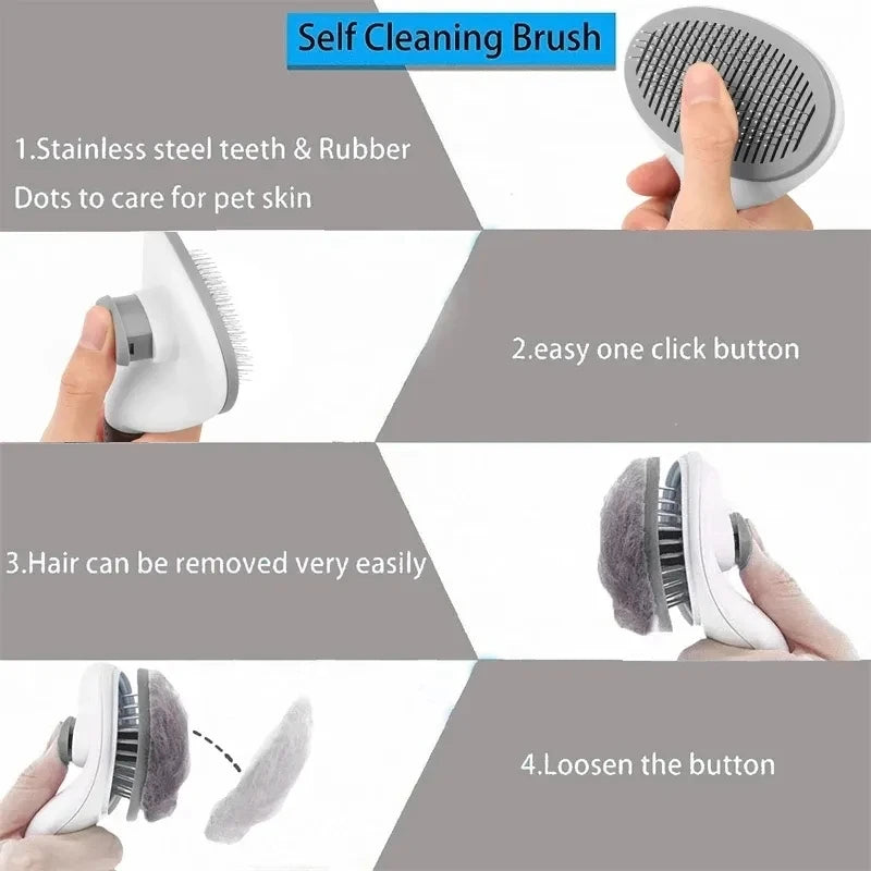 Self-Cleaning Pet Hair Removal Brush