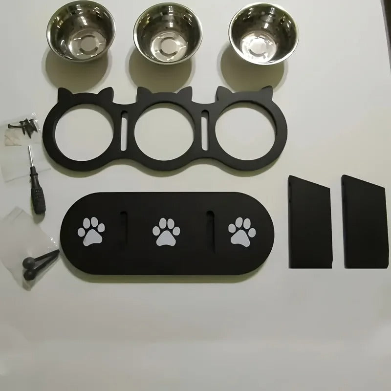 -Tier Adjustable Elevated Cat Feeder with 15° Tilt