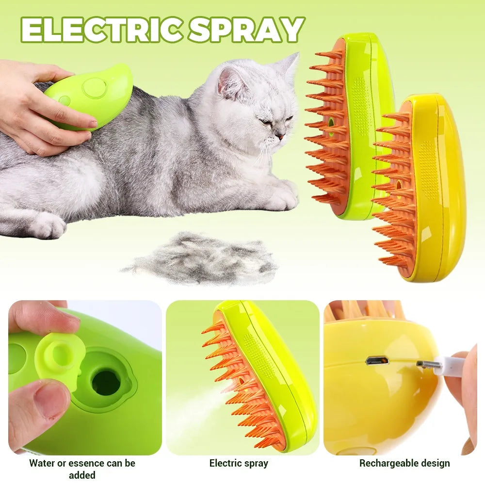 3-in-1 Electric Steam Pet Brush