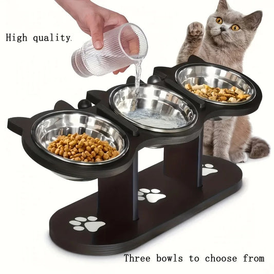 -Tier Adjustable Elevated Cat Feeder with 15° Tilt